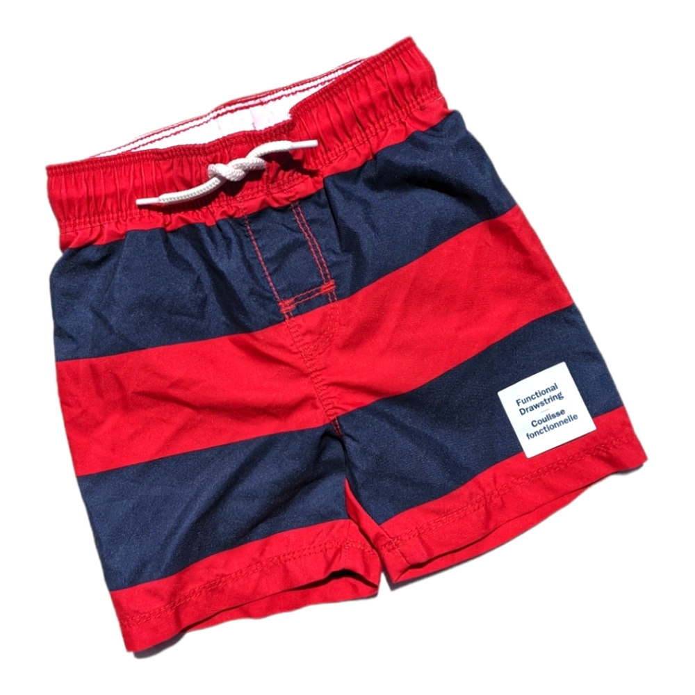 Old Navy Boys 18-24m Red/Navy Striped Swim Trunk